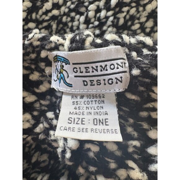 GlennMon Design Black & White Chunky Knit Poncho Wrap One Size Oversized - Picture 3 of 5